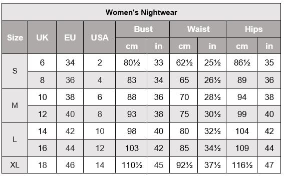 Size Guide (Clothing) – The Natural Bedding Company