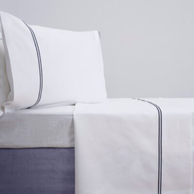 Egyptian Cotton Sateen 1000 thread count navy cord pillowcases and flate sheet